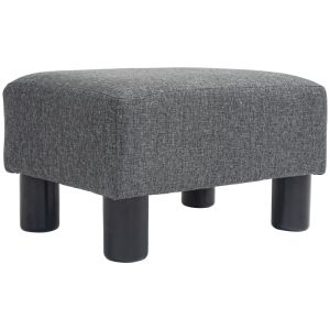 Puf rectangular de lino gris oscuro para salón y dormitorio