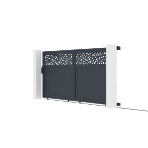 Puerta corredera dolomite ruivo 3,7x1,6 m aluminio gris + postes