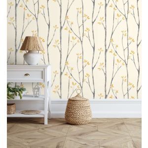 Papel pintado gaulan de ramas de árboles nórdicos con hojas 5.23m²