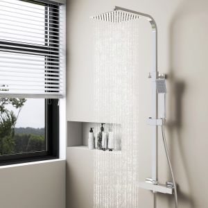Aica columna ducha con termostato cuadrada plata 732-1152mm