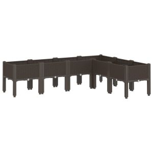 vidaXL jardinera con patas pp marrón 160x120x42 cm