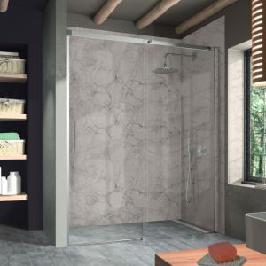 Mampara luna de ducha frontal plata brillo 120-124cm