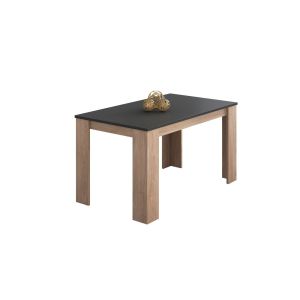 Mesa de comedor fija y robusta 140x80 cm berta roble - grafito