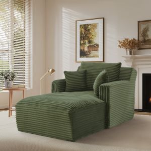 Sofá chaise longue pana verde 1 plaza convertible en cama