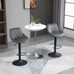 Set de 2 taburetes de bar de poliéster gris oscuro giratorios