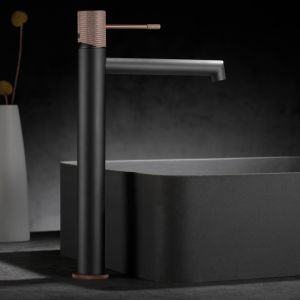 Imex - grifo monomando lavabo caño alto gris serie line