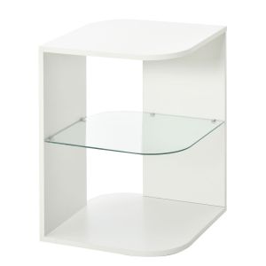 Mesita auxiliar de salón 40x40x56 cm mdf, vidrio color blanco Homcom