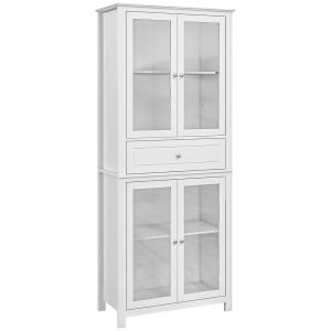 Alacena de cocina 74x35.5x181.5 cm mdf, vidrio templado color blanco Homcom