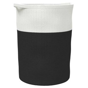 vidaXL cesta de almacenaje aLGodón negro y blanco ø49x65 cm