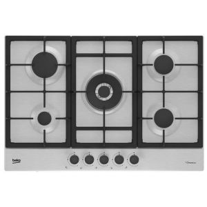Placa de cocción a gas - beko - hiaw75225s - 5 fuegos - ancho 75 cm - acero