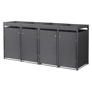 Cobertizo de exterior para 4 cubos de basura 264x80x124cm antracita
