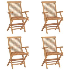 vidaXL sillas de jardín plegables 4 unidades madera maciza de teca