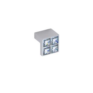 Pomo para muebles en zamac y cristal dist entre ejes 16 mm