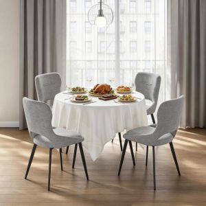 Conjunto de 4 sillas de comedor chenilla gris con reposabrazos