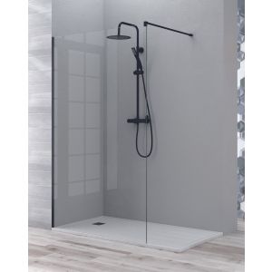 Mampara ducha fijo walk in | panel ducha transparente 80cm negro