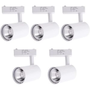 5x foco LED carril blanco 30w, luz fria 6000k, 2200 lm, 220v monofásico
