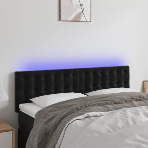 Cabecero con LED de terciopelo negro 144x5x78/88 cm eso6743