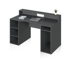 Mesa de escritorio robusta con estante 136x67 cm galax antracita