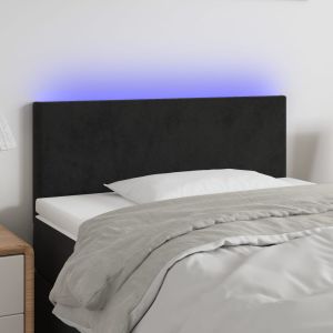 Cabecero con LED de terciopelo negro 100x5x78/88 cm eso7746
