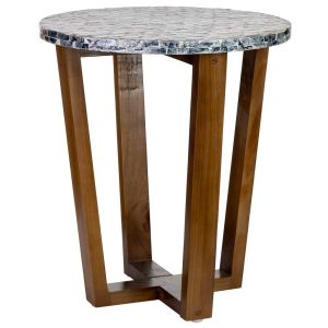 Mesa auxiliar de madera y madreperla gris d36x40h cm