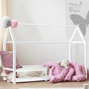 Cama cabaña infantil blanca nessi - 90 x 190 cm