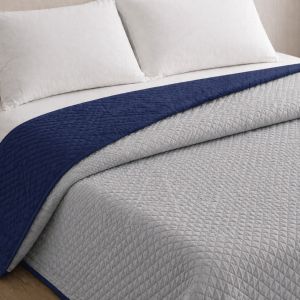 Colcha bicolor reversible azul/gris cama 135cm donegal collections