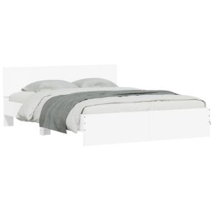 vidaXL estructura de cama con cabecero y luces LED blanco 150x200 cm