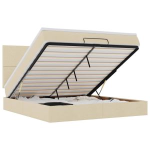 vidaXL estructura de cama otomana con colchón tela crema 180x200cm