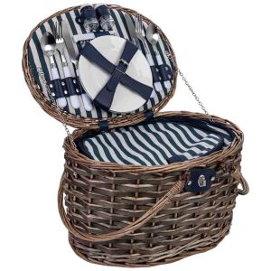 Cesta de picnic 2 servicios marrón oscuro 40x28x25 cm