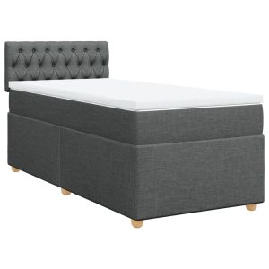 vidaXL cama box spring individual con colchón tela gris oscuro