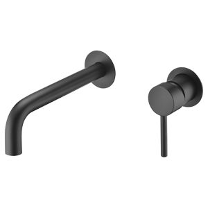 Valaz grifo lavabo empotrado redondo con caño de 21cm negro mate