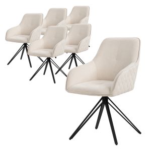 6x silla de comedor giratoria crema tela tejida asiento ergonómico