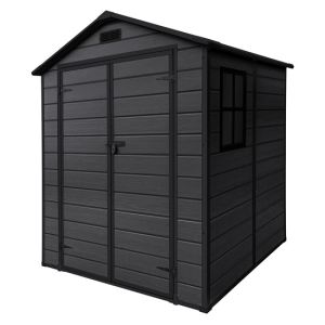 Cobertizo de jardín exterior con suelo 5m³ gris oscuro plástico