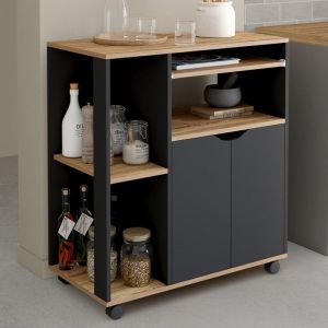 Carrito de cocina rodante negro - an 76 cm
