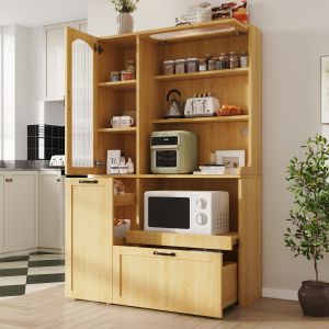 Aparador cocina comedor cajón y estantes ajustables natural 177x98x40cm