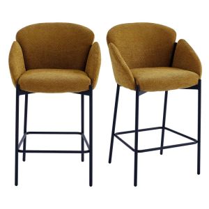 Candice-silla de bar de tela mostaza  (x2)