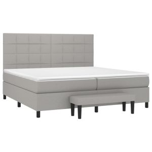 vidaXL cama box spring con colchón tela gris claro 200x200 cm