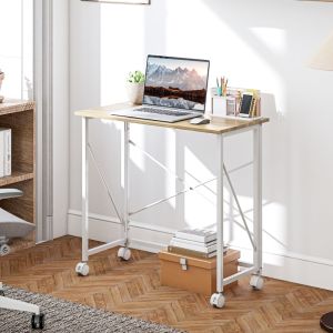 Escritorio plegable con ruedas madera natural 75x80x40cm