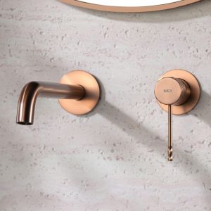 Imex - grifo lavabo empotrado oro rosa cepillado serie bless