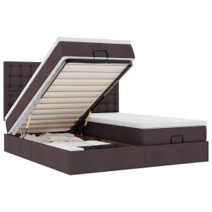 vidaXL estructura cama otomana colchones tela marrón oscuro 180x200cm