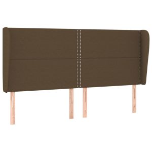 vidaXL cabecero con orejas de tela marrón oscuro 183x23x118/128 cm