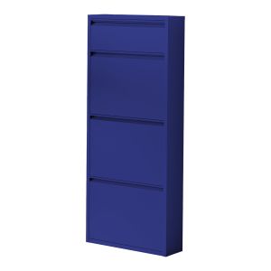 Zapatero sokndal con 3+1 puertas 118x50x15 cm metal - azul noche [en.casa]