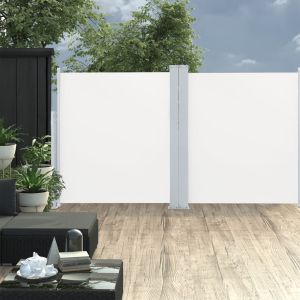 Toldo lateral doble retráctil de jardín color crema 170x600 cm ety5493781