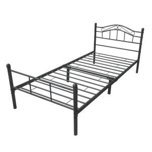 Cama individual florenz  con cabecero curvado y somier metal 120x200 negro