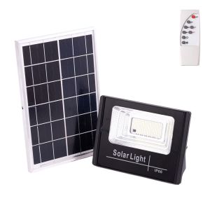 Proyector LED solar 30w 6500k panel: bateria 6v/6w: control remoto 3,2v/30