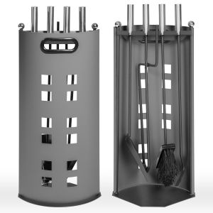 Accesorios para chimenea 5 piezas con soporte, gris