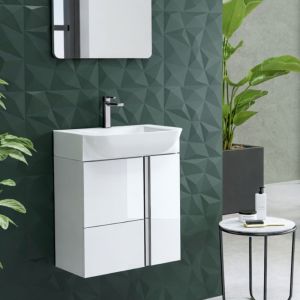 Mueble baño versa fondo reducido 28 cm roble + lavabo y tirador negro