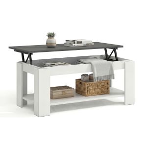 Mesa de centro elevable con almacenaje 102x43-54 cm lya blanco - grafito