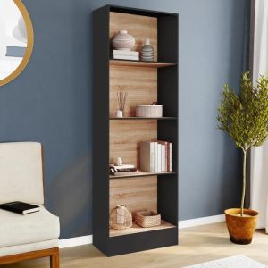 Estantería librería de 5 niveles - madera negra - 190 cm