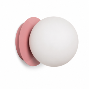 Aplique de pared base rosa bola vidrio opal d15 cm E27